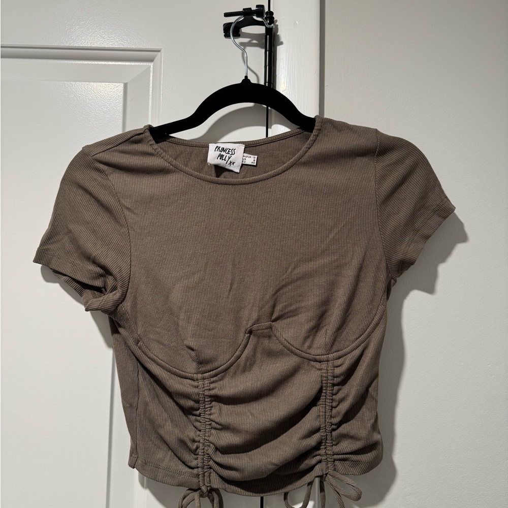 Princess Polly Brown Ruched Crop Top